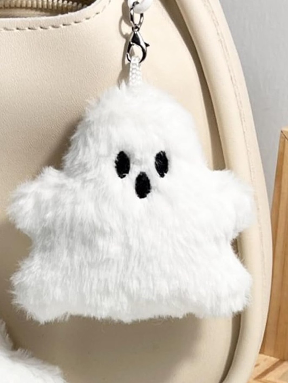 👻NEW Ghost Plush Bag Charm/ Keychain Fluffy White Cute Goth Spooky Horror